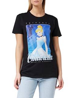 Disney Princess Cinderella Heart of Kindness T Shirt, Damen, S-XXL, Schwarz, Offizielle Handelsware von Popgear