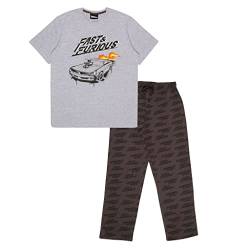 Fast and Furious Text-Logo Langer Pyjama, Adultes, S-5XL, Schwarz/Dunkelgrau, Offizielle Handelsware von Popgear