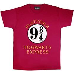 Harry Potter Hogwarts Express T Shirt, Adultes, S-2XL, Burgund, Offizielle Handelsware von Popgear