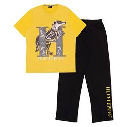 Harry Potter Hufflepuff Langer Pyjama, Adultes, XS-5XL, Schwarz Gelb, Offizielle Handelsware von Popgear