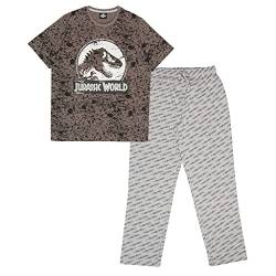 Jurassic World Text-Logo AOP Langer Pyjama, Adultes, XS-5XL, Schwarz/Dunkelgrau, Offizielle Handelsware von Popgear