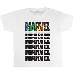 Marvel Comics Character Infill T Shirt, Kinder, 128-170, Weiß, Offizielle Handelsware von Popgear