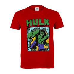 Marvel Comics Hulk Smash T Shirt, Kinder, 98-170, Rot, Offizielle Handelsware von Popgear