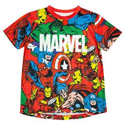 Marvel Comics Kern Avengers Sublimated T Shirt, Mädchen, 98-164, Rot, Offizielle Handelsware von Popgear