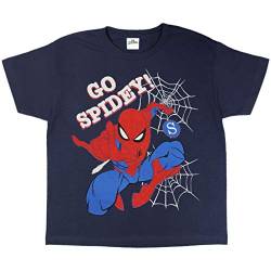 Marvel Comics Spiderman Go Spidey T Shirt, Kinder, 98-170, Marine, Offizielle Handelsware von Popgear