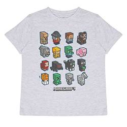 Minecraft Mini Mobs T Shirt, Kinder, 104-182, Heather Grey, Offizielle Handelsware von Popgear