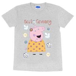 Peppa Pig Best Granny Pig Muttertags-T-Shirt für Damen, Boyfriend Fit | Offizieller Merchandise-Artikel | Muttertag, Mama, Oma Geschenk-Ideen Gr. Small, grau meliert von Popgear