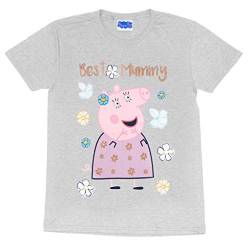 Peppa Pig Best Mummy Pig Muttertags-T-Shirt für Damen, Boyfriend Fit | Offizieller Merchandise-Artikel | Muttertag, Mama, Oma Geschenk-Ideen Gr. Large, grau meliert von Popgear