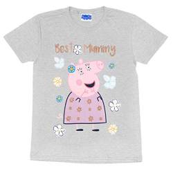 Peppa Pig Beste Mama-Schwein Damen-Boyfriend Fit T-Shirt Heather Grey XL | Tag der Mutter, Mamma Nan Großmutter-Geschenk-Ideen von Popgear