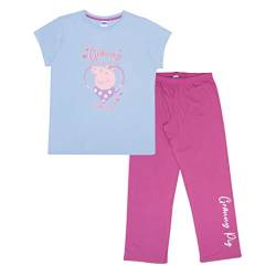Peppa Pig Granny Schwein Herz der Familie Langer Pyjama, Damen, S-5XL, Blassblau/Pink, Offizielle Handelsware von Popgear