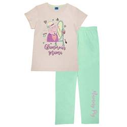 Peppa Pig Mama Schwein Glamorous Mama T Shirt, Damen, XS-4XL, Rosa/Turquosie, Offizielle Handelsware von Popgear