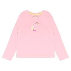 Peppa Pig Rainbow Wings Langarm T Shirt, Mädchen, 98-134, Baby Pink, Offizielle Handelsware von Popgear