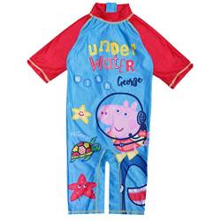 Peppa Pig Unter Wasser Mit George Sunsafe Badeanzug, Kinder, 98-116, Blau, Offizielle Handelsware von Popgear