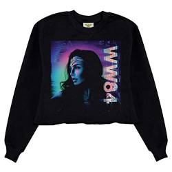 Popgear DC Comics Wonder Woman 1984 WW84 Kruppiertes Sweatshirt, Damen, S-4XL, Schwarz, Offizielle Handelsware von Popgear