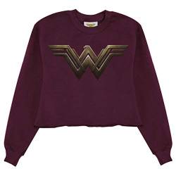 Popgear DC Comics Wonder Woman Film-Logo Kruppiertes Sweatshirt, Damen, S-4XL, Burgund, Offizielle Handelsware von Popgear