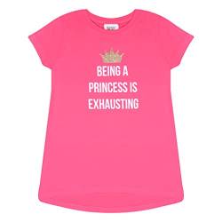 Popgear Es ist Exhausting Being A Princess T Shirt, Mädchen, 104-134, Rosa, Offizielle Handelsware von Popgear