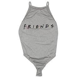 Popgear Friends Text Logo Body, Damen, Grau, Offizielle Handelsware von Popgear