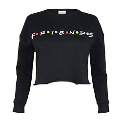 Popgear Friends Text Logo Kruppiertes Sweatshirt, Mädchen, 128-182, Schwarz, Offizielle Handelsware von Popgear