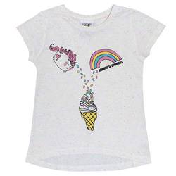 Popgear Unicorn Rainbow and Sprinkles T Shirt Mit Tiefem Saum, Mädchen, 104-134, Cream, Offizielle Handelsware von Popgear