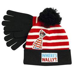 Popgear Where's Wally Striped Mütze und Handschuhe Set, Kinder, One Size, Mehrfarbig, Offizielle Handelsware von Popgear