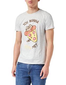 Pusheen You Wanna Pizza Me T Shirt, Adultes, S-5XL, Heather Grey, Offizielle Handelsware von Popgear