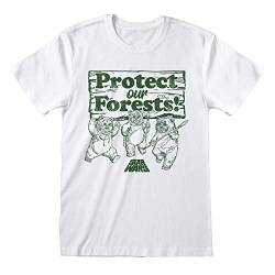 Star Wars Ewoks Protect Our Forests Freund Fit T Shirt, Damen, S-5XL, Weiß, Offizielle Handelsware von Popgear