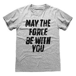 Star Wars May The Force Be with You T Shirt, Adultes, S-2XL, Heather Grey, Offizielle Handelsware von Popgear