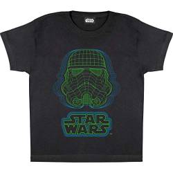 Star Wars Stomtrooper Wireframe Helmet T Shirt, Kinder, 110-170, Schwarz, Offizielle Handelsware von Popgear