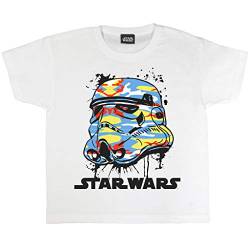 Star Wars Stormtrooper Bright Camo Helmet T Shirt, Kinder, 110-182, Weiß, Offizielle Handelsware von Popgear