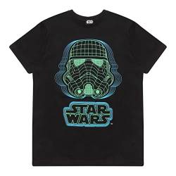 Star Wars Stormtrooper Wireframe Helm. T Shirt, Kinder, 110-170, Schwarz, Offizielle Handelsware von Popgear
