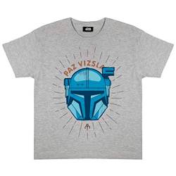 Star Wars The Mandalorian Paz Vizsla T Shirt, Mädchen, 116-182, Heather Grey, Offizielle Handelsware von Popgear