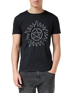 Supernatural Text Symbol T Shirt, Adultes, S-5XL, Schwarz, Offizielle Handelsware von Popgear