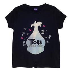 Trolls Poppy Silver Silhouette Binden Sie das Front-T Shirt, Mädchen, 110-176, Schwarz, Offizielle Handelsware von Popgear