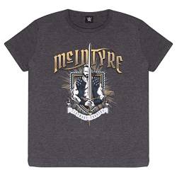 WWE Drew McIntyre Claymore Country Crest T Shirt, Kinder, 116-170, Charcoal Heather, Offizielle Handelsware von Popgear