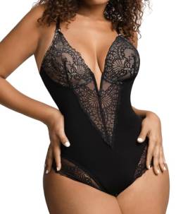 Popilush Shapewear Bauchweg Niedriger Rücken Ärmellos V-Ausschnitt Body Shaper Damen Tops Jumpsuits Formende Bodys von Popilush