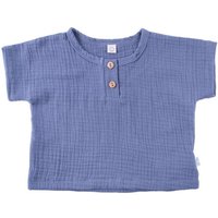 Popolini T-Shirt Baby Kind Musselin T-Shirt, graublau GOTS Bio Baumwolle Made in EU von Popolini