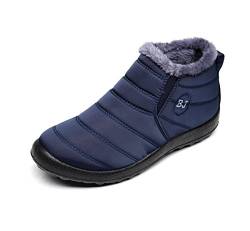 Popoti Unisex Schneestiefel, Winterschuhe Warm Erwachsene Herren Damen Winterstiefel kurzschaft Boots Stiefel Outdoor Winter Stiefeletten (Blau, 36) von Popoti