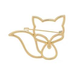 Porceosy Schal Brosche Verschleißfeste Pin Edelstahl Exquisite Anti-Rutsch für Frauen Hohl Fuchs Dekor Mantel Kragen Hut Dekoration Kleidung Kleidungsstück Golden von Porceosy