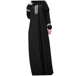 Porgeel Abaya für Frauen muslimische Kleidung einfach Loses Gebet Robe Ramadan Jilbab Abaya drucken islamische Kleidung für Frauen schwarz l von Porgeel
