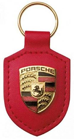 ORIGINAL Porsche Schlüsselanhänger ROT Leder mit Wappen WAP0500920E von Porsche
