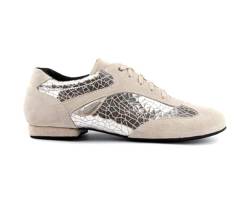 PD08 Fashion Tanzschuhe in Silver Craquelê mit Wildleder Sohle von Portdance