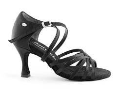 Portdance Damen Latein Tanzschuhe PD631 Basic - Satin Schwarz - 5 cm Flare (groß) [EUR 40] von Portdance