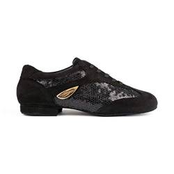 Portdance Damen Tanzschuhe/Tanzsneakers PD01 - Schwarz - Mit Rauledersohle - Made in Portugal (eu_Footwear_Size_System, Adult, Women, Numeric, medium, Numeric_38_Point_5) von Portdance