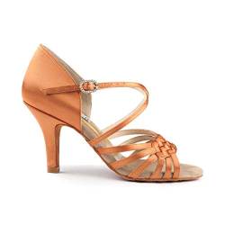 Portdance Damen Tanzschuhe PD PRO 001 - Satin Dark Tan - 6,5 cm Straight - Weit - Größe: EUR 38 von Portdance