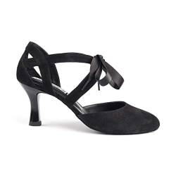 Portdance Damen Tanzschuhe PD125 Premium - Nubuck Schwarz - 5,5 cm Flare (groß) [EUR 37] von Portdance