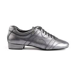 Portdance Herren Tanzschuhe/Dance Sneakers PD Casual - Leder Schwarz/Silver - Rauledersohle [EUR 41] von Portdance