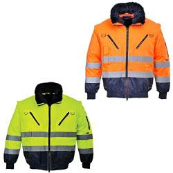 Portwest Hi-Vis Warnschutz 3-in-1 Pilotjacke, Größe: S, Farbe: Orange/Marine, PJ50ONRS von Portwest