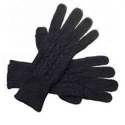 Posh Gear Alpaka Handschuhe Guantibrada Fingerhandschuhe Damen Herren aus 100% Alpakawolle, schwarz, Größe L von Posh Gear