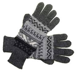 Posh Gear Alpaka Handschuhe Guantilissi Fingerhandschuhe Damen Herren aus 100% Alpakawolle, dunkel grau, Größe L von Posh Gear
