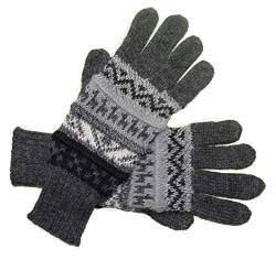 Posh Gear Alpaka Handschuhe Guantilissi Fingerhandschuhe Damen Herren aus 100% Alpakawolle, dunkel grau, Größe M von Posh Gear